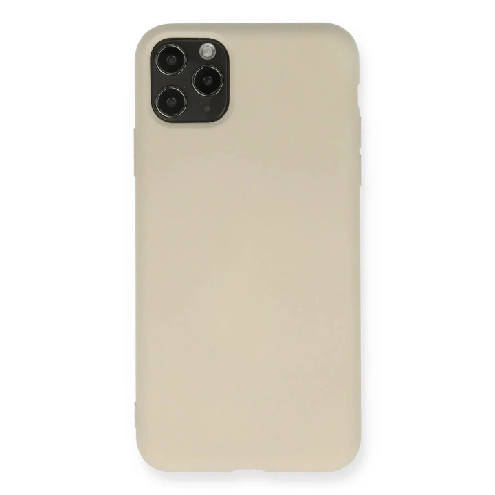 Mey İthalat®  iPhone 11 Pro Max Kılıf Nano içi Kadife Silikon - Bej