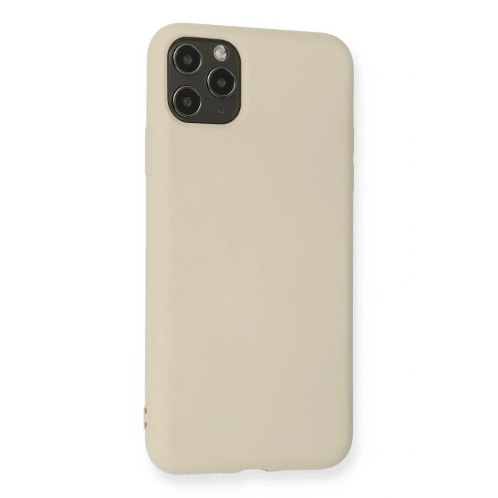 Mey İthalat®  iPhone 11 Pro Max Kılıf Nano içi Kadife Silikon - Bej