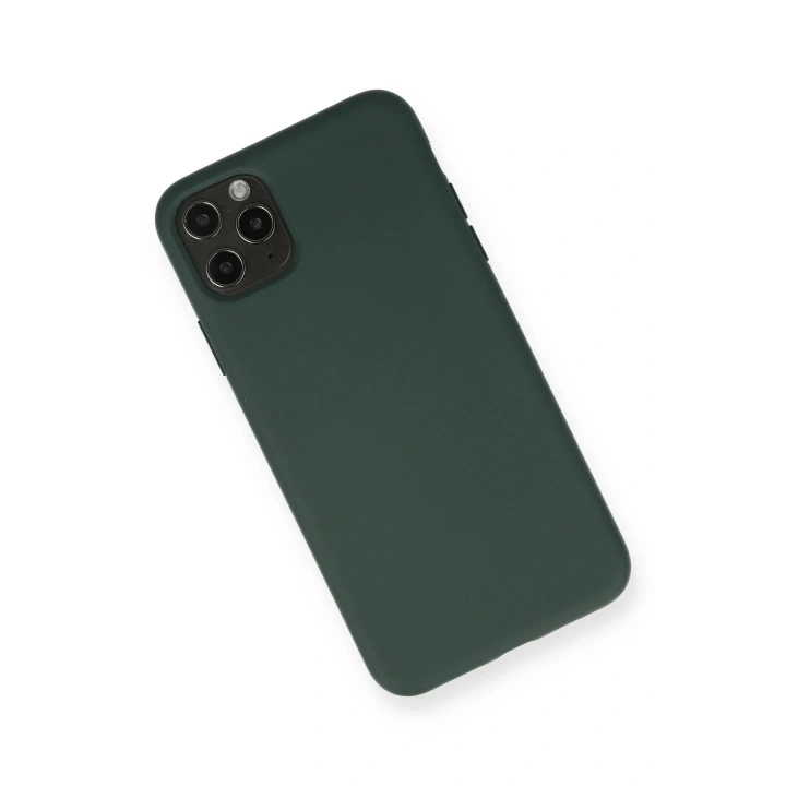Mey İthalat®  iPhone 11 Pro Max Kılıf Nano içi Kadife Silikon - Koyu Yeşil