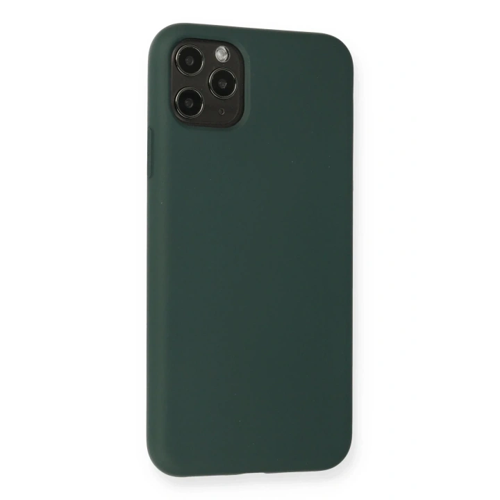 Mey İthalat®  iPhone 11 Pro Max Kılıf Nano içi Kadife Silikon - Koyu Yeşil