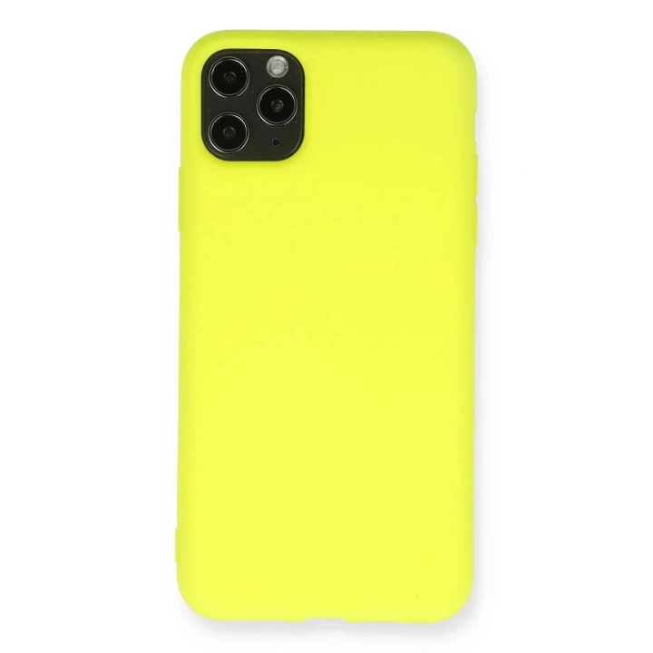 Mey İthalat®  iPhone 11 Pro Max Kılıf Nano içi Kadife Silikon - Sarı