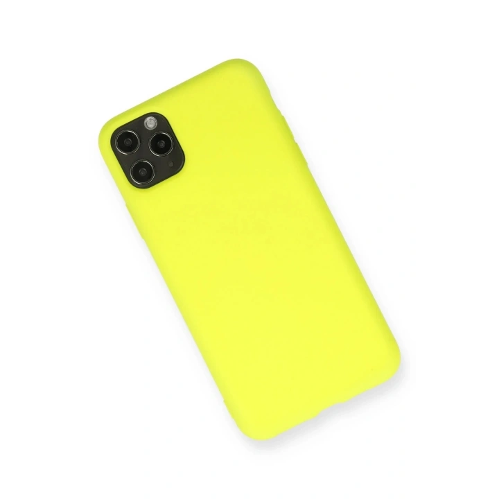 Mey İthalat®  iPhone 11 Pro Max Kılıf Nano içi Kadife Silikon - Sarı