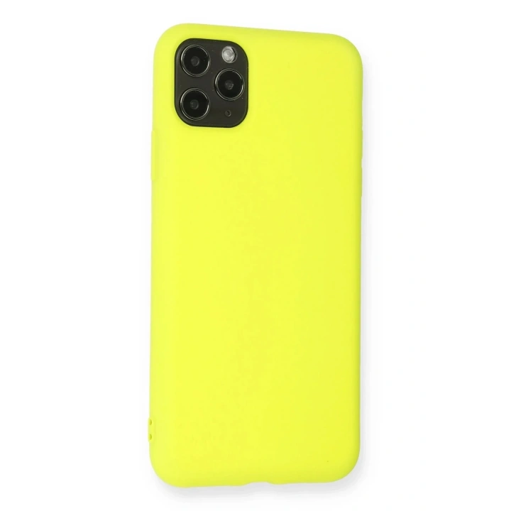 Mey İthalat®  iPhone 11 Pro Max Kılıf Nano içi Kadife Silikon - Sarı