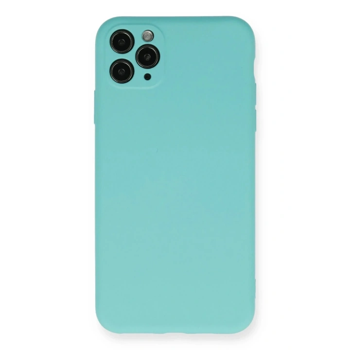 Mey İthalat®  iPhone 11 Pro Max Kılıf Nano içi Kadife Silikon - Turkuaz