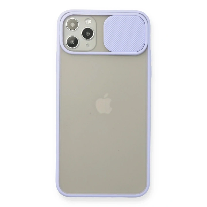 Mey İthalat®  iPhone 11 Pro Max Kılıf Palm Buzlu Kamera Sürgülü Silikon - Lila