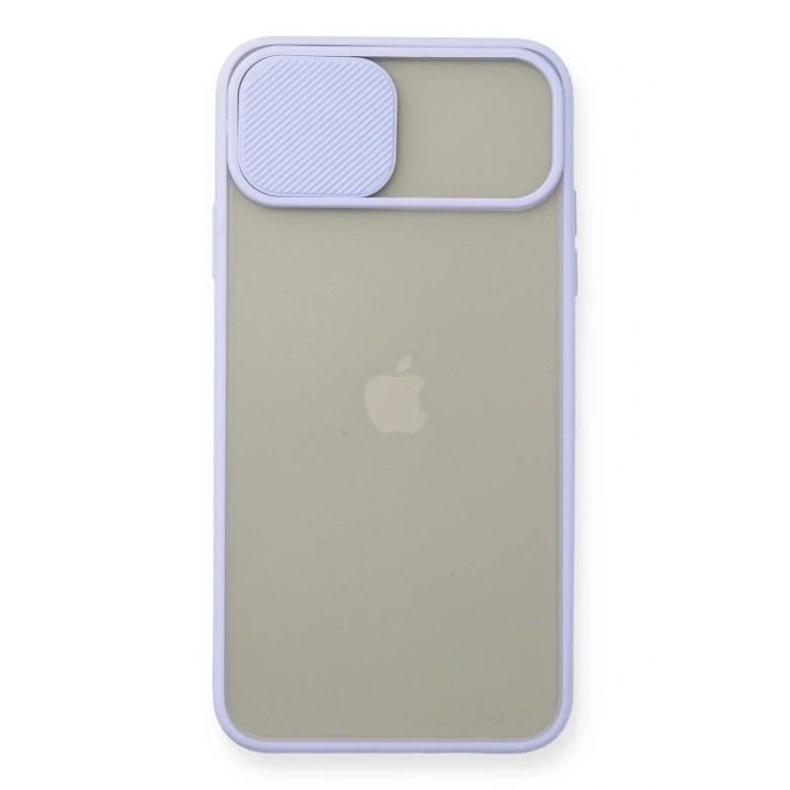 Mey İthalat®  iPhone 11 Pro Max Kılıf Palm Buzlu Kamera Sürgülü Silikon - Lila