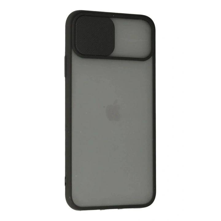Mey İthalat®  iPhone 11 Pro Max Kılıf Palm Buzlu Kamera Sürgülü Silikon - Siyah