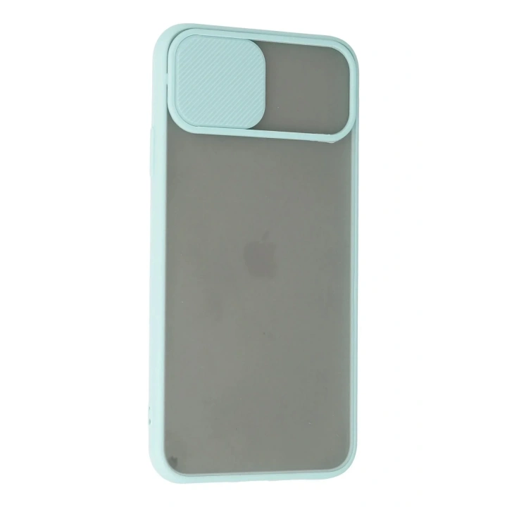 Mey İthalat®  iPhone 11 Pro Max Kılıf Palm Buzlu Kamera Sürgülü Silikon - Turkuaz