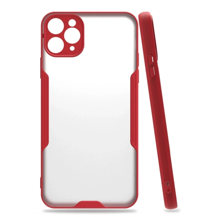 Mey İthalat®  iPhone 11 Pro Max Kılıf Platin Silikon - Kırmızı