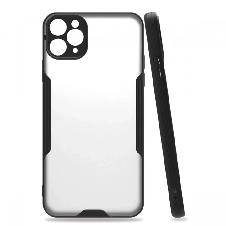 Mey İthalat®  iPhone 11 Pro Max Kılıf Platin Silikon - Siyah