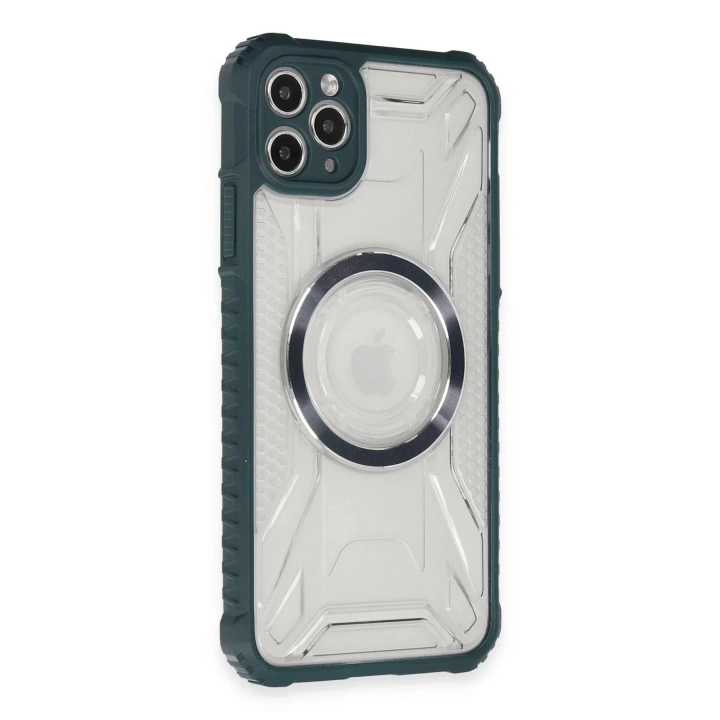 Mey İthalat®  iPhone 11 Pro Max Kılıf Prag Magneticsafe Kapak - Koyu Yeşil