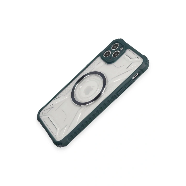 Mey İthalat®  iPhone 11 Pro Max Kılıf Prag Magneticsafe Kapak - Koyu Yeşil