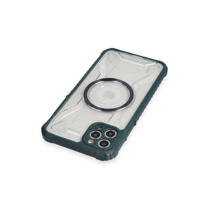 Mey İthalat®  iPhone 11 Pro Max Kılıf Prag Magneticsafe Kapak - Koyu Yeşil