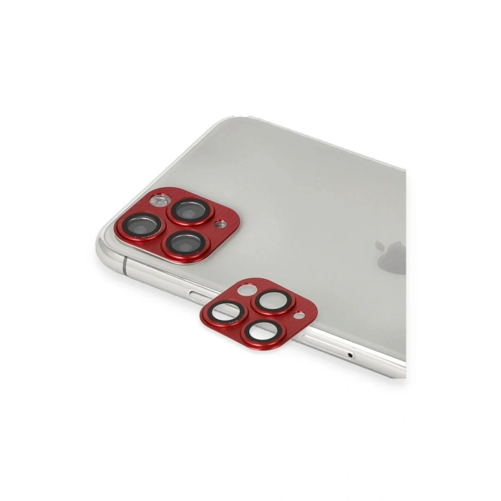 Mey İthalat®  iPhone 11 Pro Max Pers Alüminyum Kamera Lens - Kırmızı
