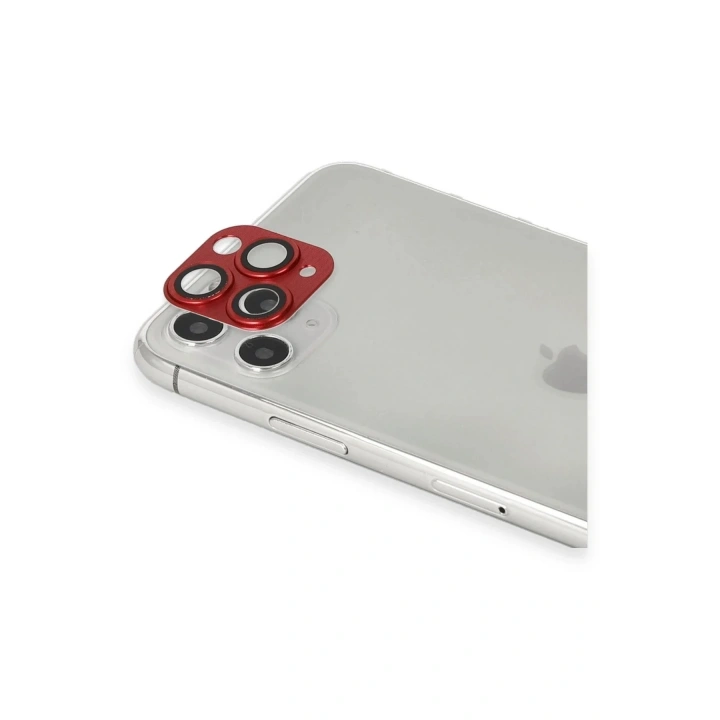Mey İthalat®  iPhone 11 Pro Max Pers Alüminyum Kamera Lens - Kırmızı