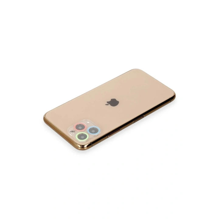 Mey İthalat®  iPhone 11 Pro Max Renkli Kamera Lens Koruma Cam - Mavi-Yeşil