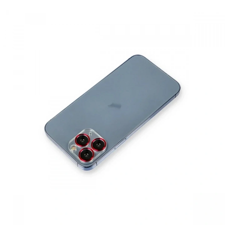 Mey İthalat®  iPhone 11 Pro Metal Kamera Lens Koruma Cam - Kırmızı