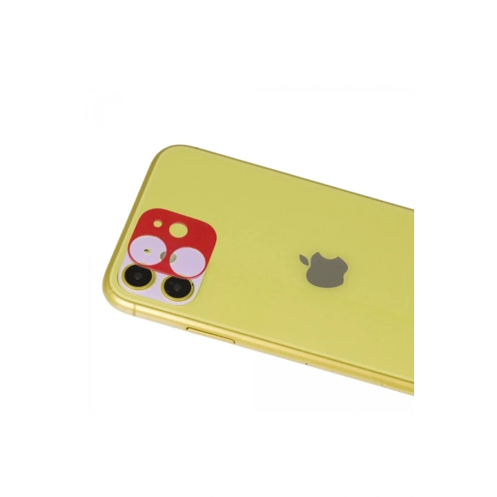 Mey İthalat®  iPhone 11 Rainbow Kamera Lens Koruma Cam - Kırmızı