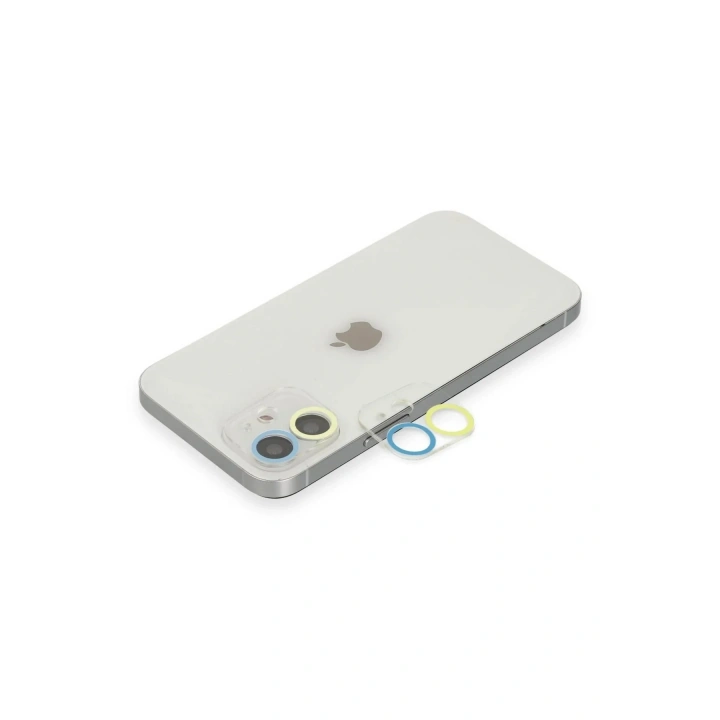 Mey İthalat®  iPhone 11 Renkli Kamera Lens Koruma Cam - Sarı-Mavi