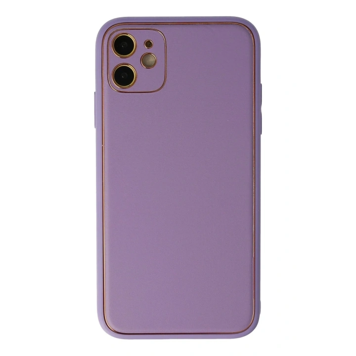 Mey İthalat®  iPhone 12 Kılıf Coco Deri Silikon Kapak - Lila