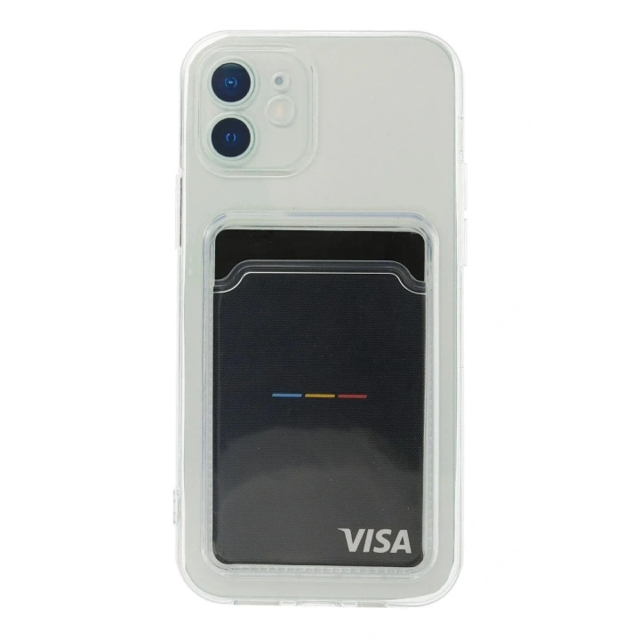 Mey İthalat®  iPhone 12 Kılıf Kart Şeffaf Silikon - Şeffaf