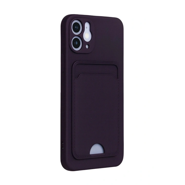 Mey İthalat®  iPhone 12 Kılıf Kelvin Kartvizitli Silikon - Derin Mor