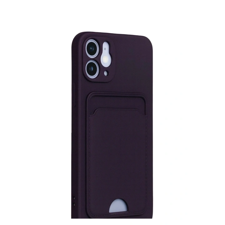 Mey İthalat®  iPhone 12 Kılıf Kelvin Kartvizitli Silikon - Derin Mor