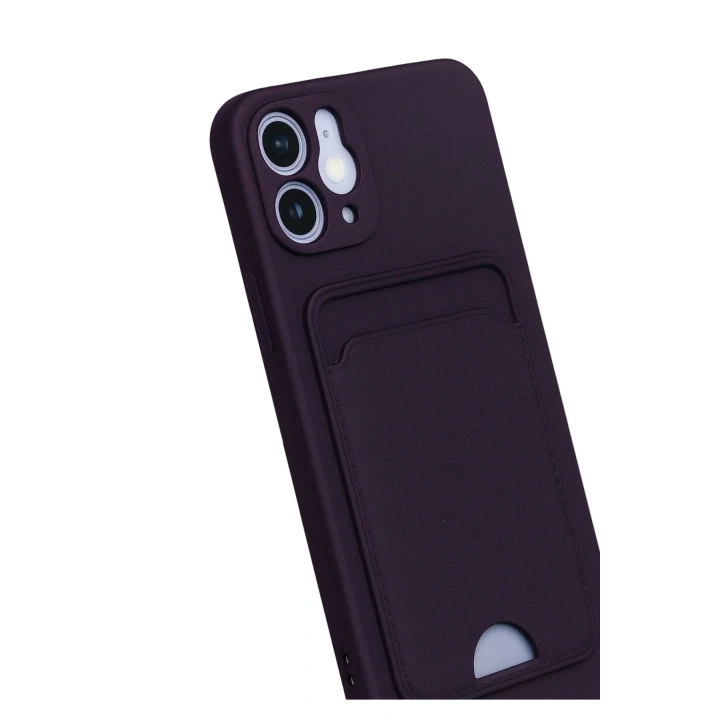 Mey İthalat®  iPhone 12 Kılıf Kelvin Kartvizitli Silikon - Derin Mor