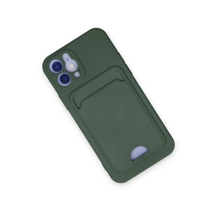 Mey İthalat®  iPhone 12 Kılıf Kelvin Kartvizitli Silikon - Koyu Yeşil