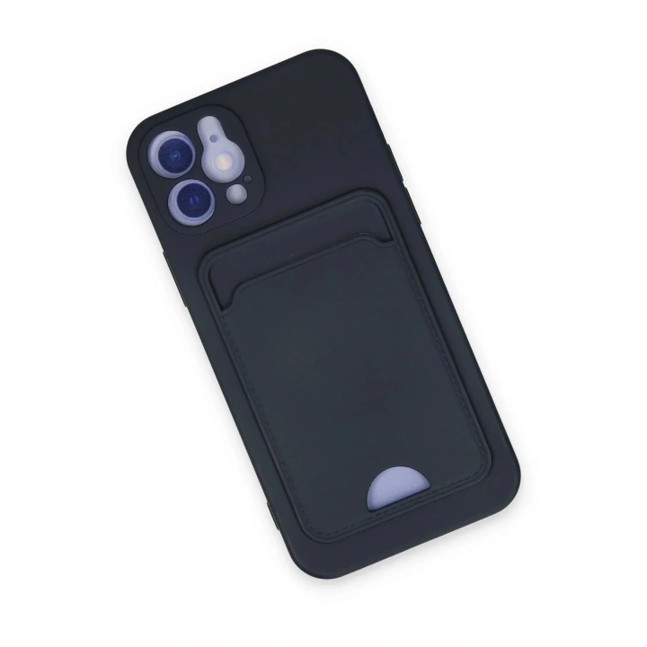 Mey İthalat®  iPhone 12 Kılıf Kelvin Kartvizitli Silikon - Lacivert