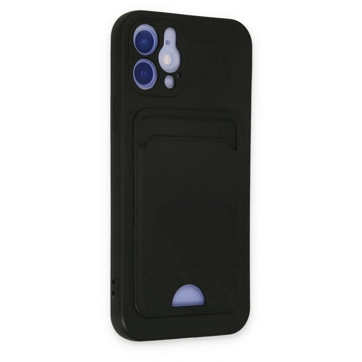 Mey İthalat®  iPhone 12 Kılıf Kelvin Kartvizitli Silikon - Siyah