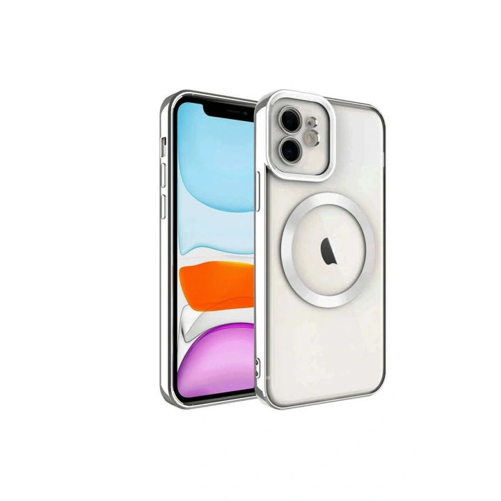 Mey İthalat®  iPhone 12 Kılıf Kross Magneticsafe Kapak - Gümüş