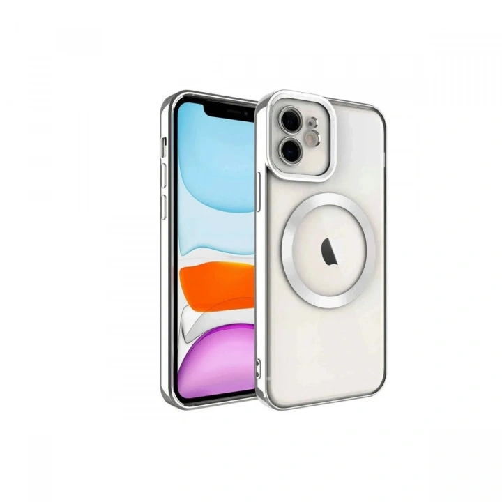 Mey İthalat®  iPhone 12 Kılıf Kross Magneticsafe Kapak - Gümüş