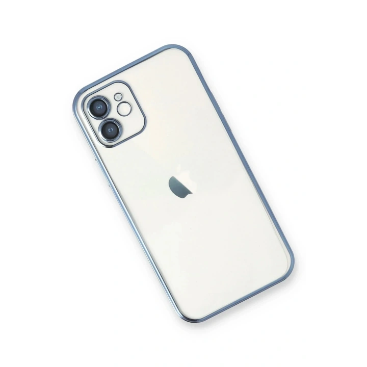 Mey İthalat®  iPhone 12 Kılıf  Lensli Silikon - Açık Mavi