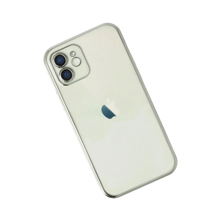 Mey İthalat®  iPhone 12 Kılıf  Lensli Silikon - Gümüş