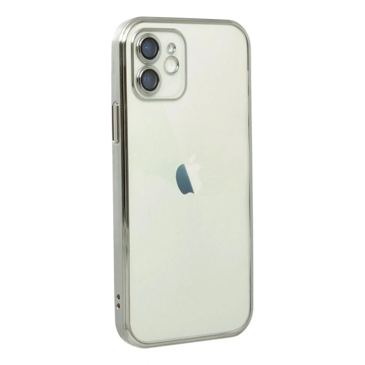 Mey İthalat®  iPhone 12 Kılıf  Lensli Silikon - Gümüş