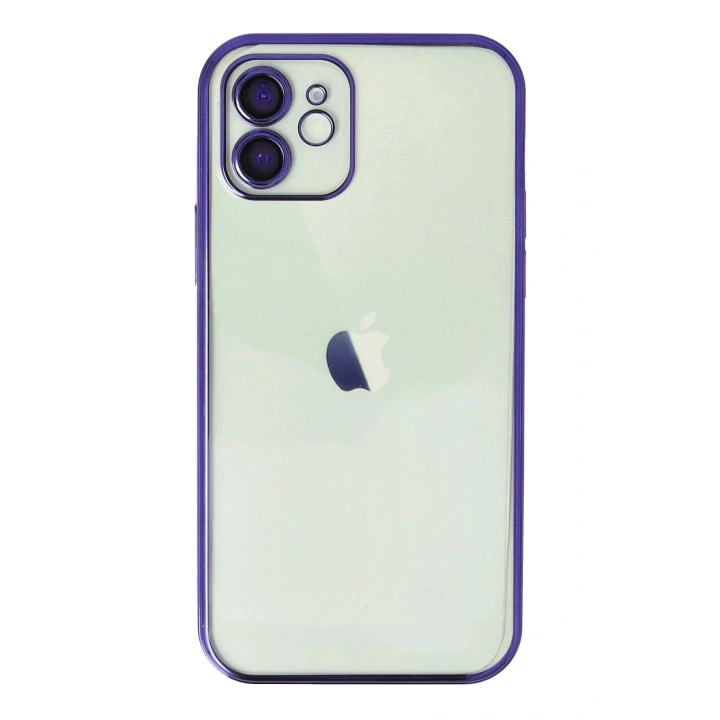 Mey İthalat®  iPhone 12 Kılıf  Lensli Silikon - Mor