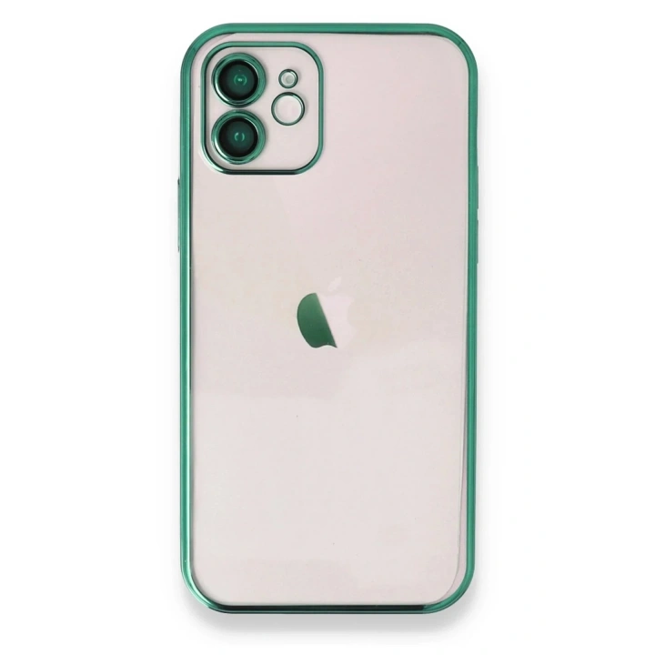 Mey İthalat®  iPhone 12 Kılıf  Lensli Silikon - Yeşil