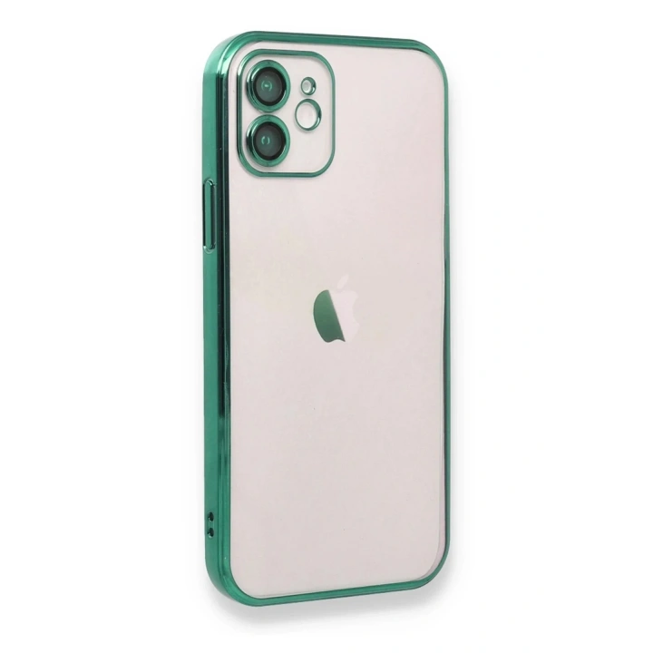 Mey İthalat®  iPhone 12 Kılıf  Lensli Silikon - Yeşil