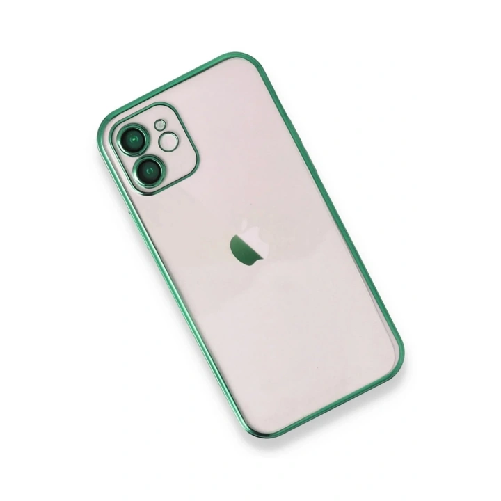 Mey İthalat®  iPhone 12 Kılıf  Lensli Silikon - Yeşil