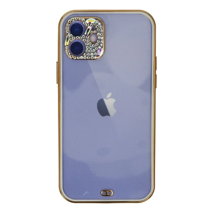 Mey İthalat®  iPhone 12 Kılıf Liva Taşlı Silikon - Beyaz