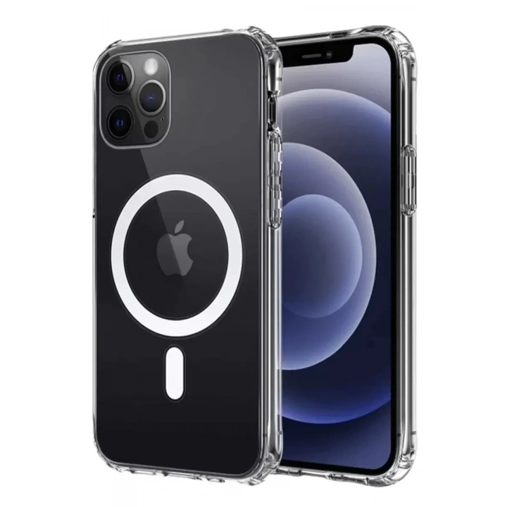 Mey İthalat®   iPhone 12 Kılıf Magneticsafe Şeffaf Silikon - Şeffaf