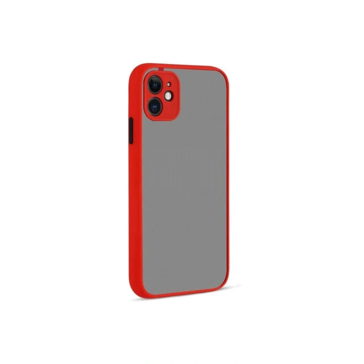 Mey İthalat®  iPhone 12 Kılıf Montreal Silikon Kapak - Kırmızı