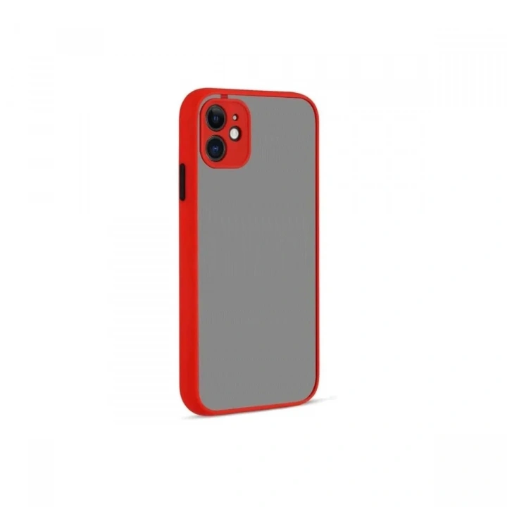 Mey İthalat®  iPhone 12 Kılıf Montreal Silikon Kapak - Kırmızı
