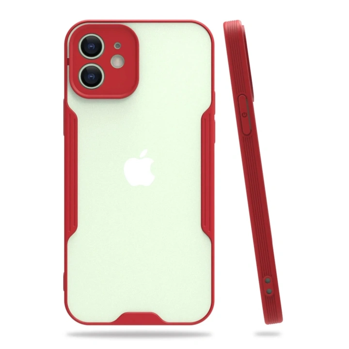 Mey İthalat®  iPhone 12 Kılıf Platin Silikon - Kırmızı