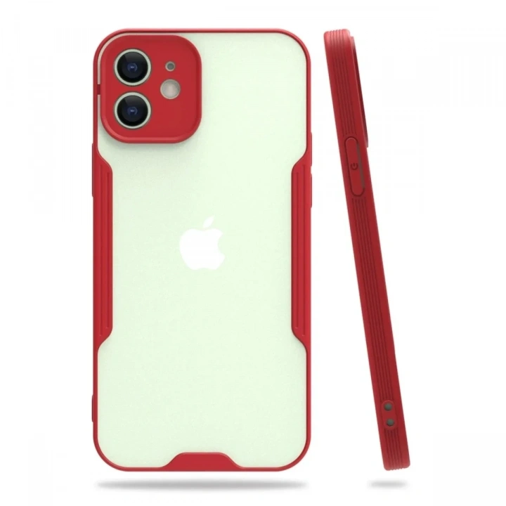Mey İthalat®  iPhone 12 Kılıf Platin Silikon - Kırmızı