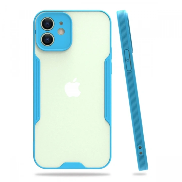 Mey İthalat®  iPhone 12 Kılıf Platin Silikon - Mavi
