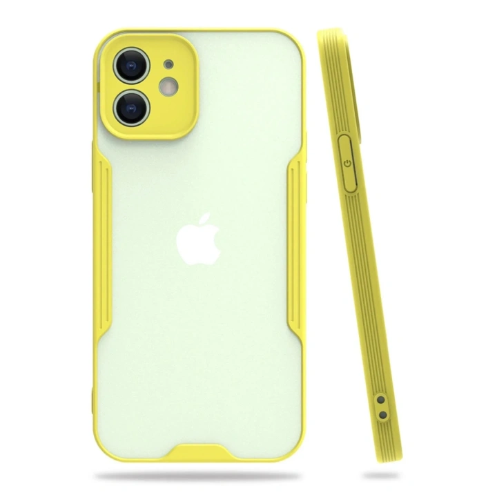 Mey İthalat®  iPhone 12 Kılıf Platin Silikon - Sarı