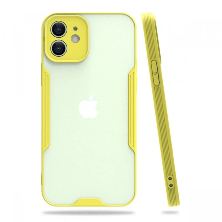 Mey İthalat®  iPhone 12 Kılıf Platin Silikon - Sarı