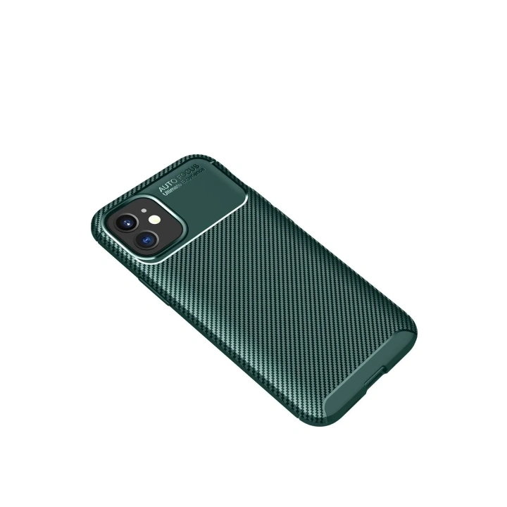 Mey İthalat®  iPhone 12 Mini Kılıf Auto Focus Karbon Kapak - Yeşil